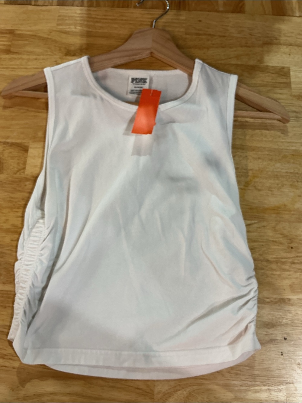 PINK Victoria’s Secret White Ruched Side Sleeveless Tank Top Size Medium